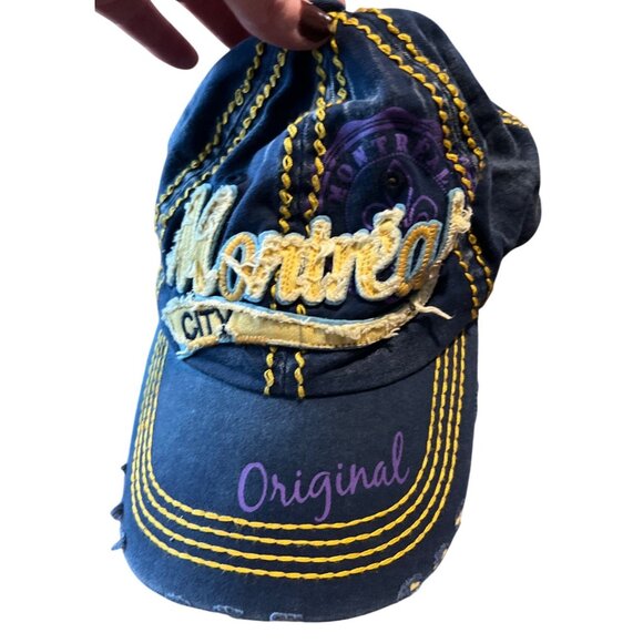 Robin Ruth Montreal City Original Distressed Blue Baseball Cap Adjustable 100% C - Picture 1 of 4